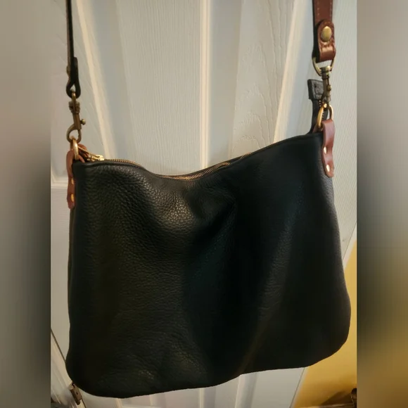 Ginger & Brown Black Leather Crossbody Bag
